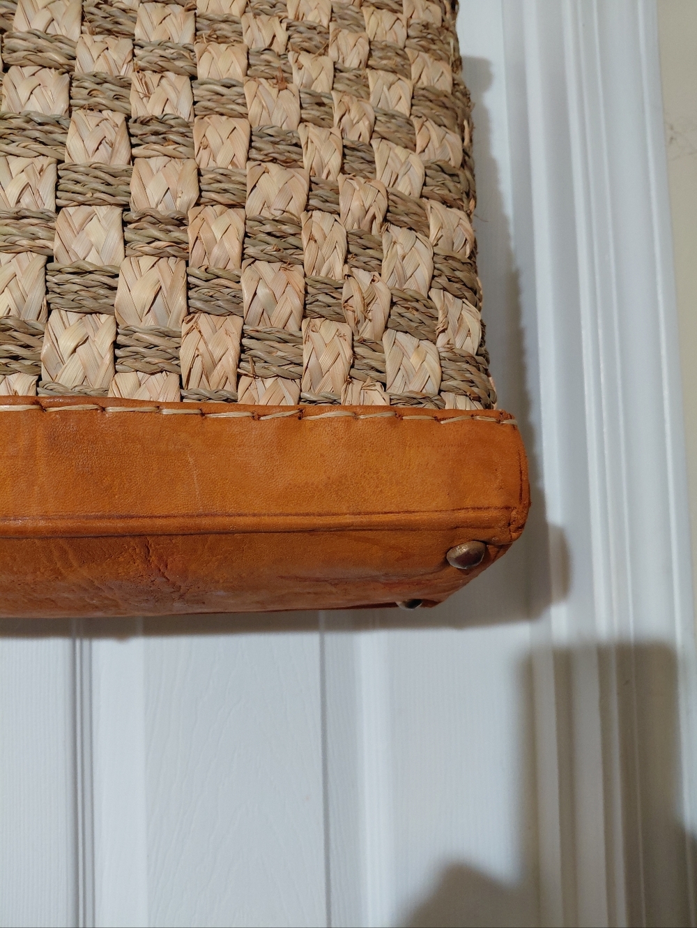 Extra Large Woven bag with Leather Handles. - Picture 3 of 10